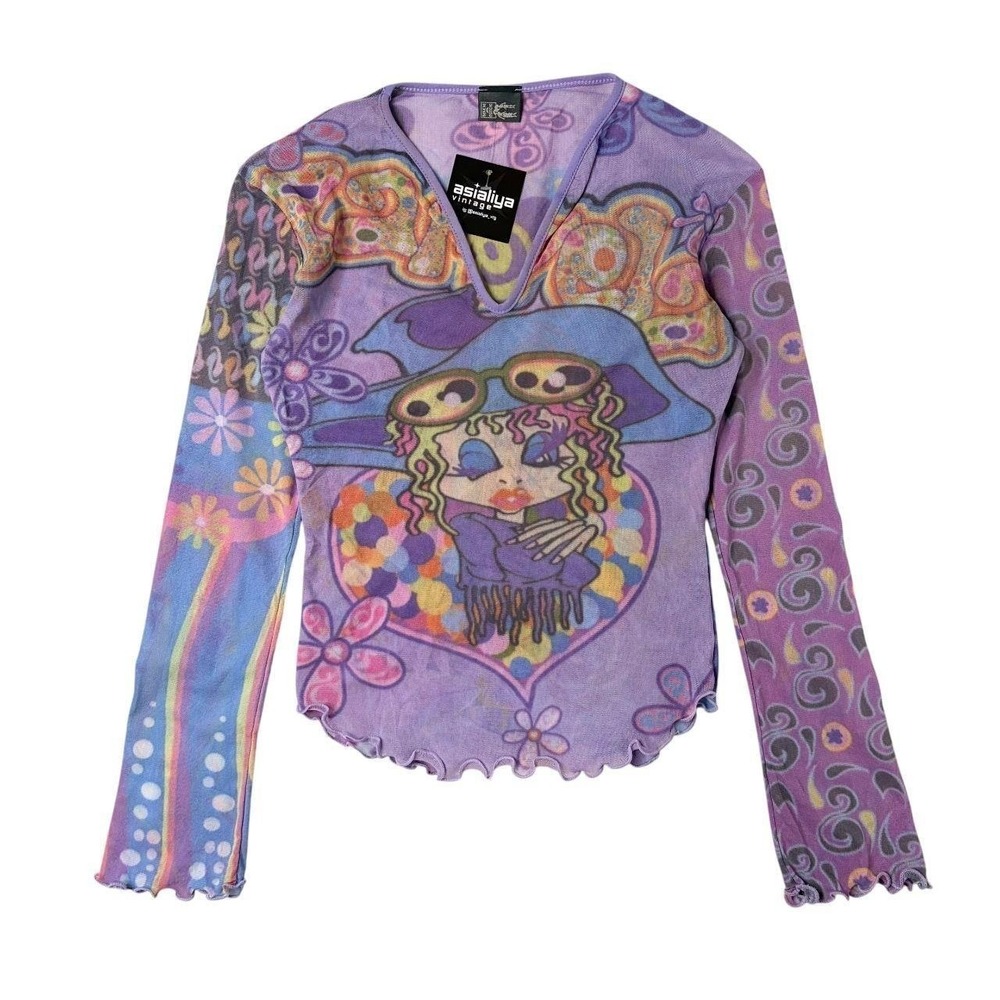 Bouche a Bouche euro psychedelic graphic micro mesh top